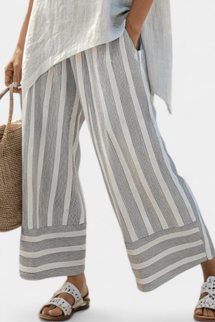 Talvora | Elegant Asymmetrical Blouse &amp; Striped Pants - Maison Léa &amp; Lou