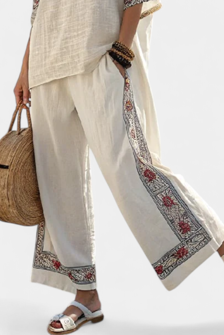 Tameric | Sophisticated Embroidered Raw Blouse &amp; Wide Pants - Maison Léa &amp; Lou