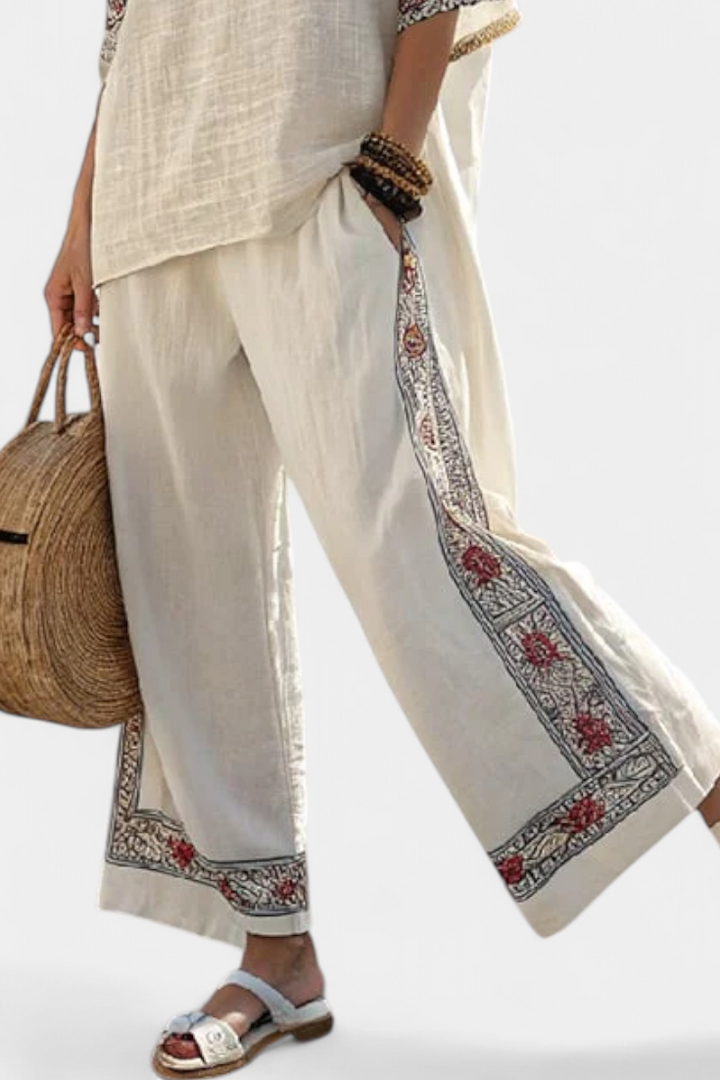 Tameric | Sophisticated Embroidered Raw Blouse &amp; Wide Pants - Maison Léa &amp; Lou