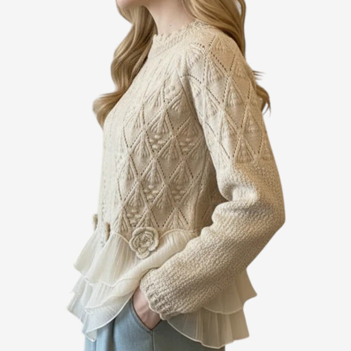 Bethany | Floral Ruffle-Hem Jumper - Maison Léa &amp; Lou