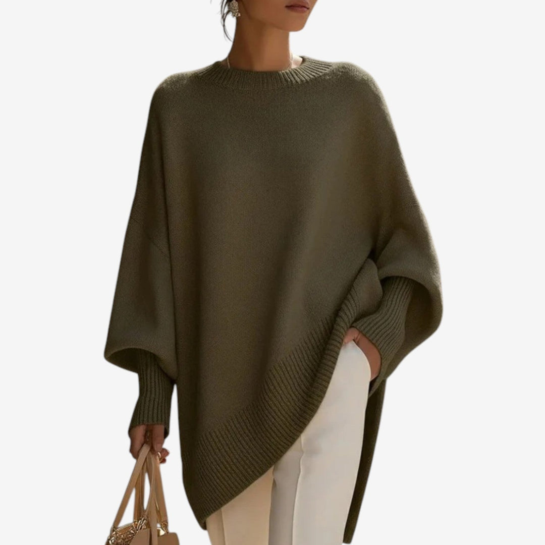 Helene | Draped Asymmetric Poncho - Maison Léa &amp; Lou