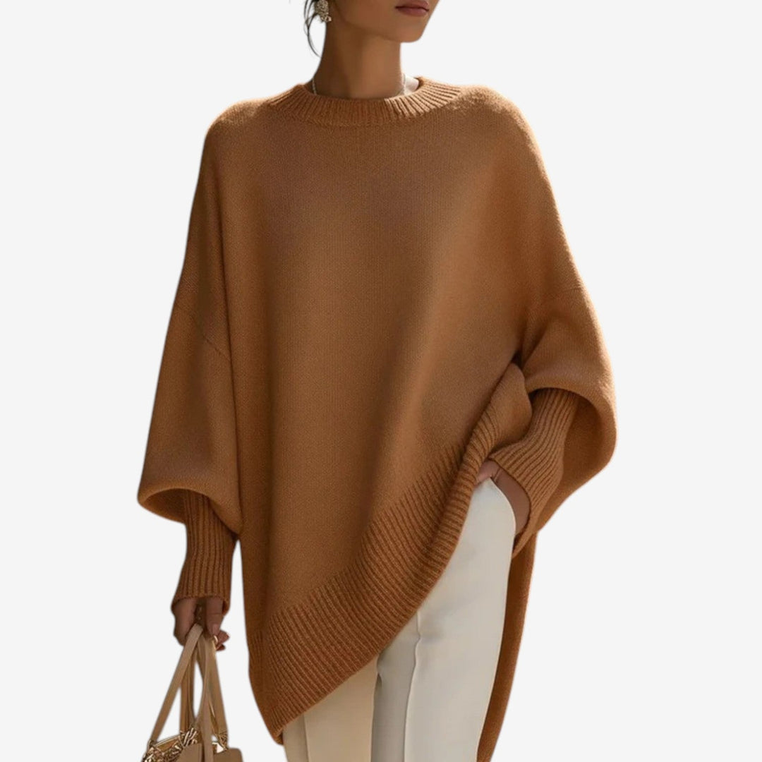 Helene | Draped Asymmetric Poncho - Maison Léa &amp; Lou