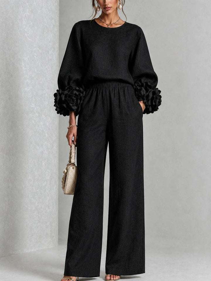 Penelope | Floral Appliqué Two-Piece Set - Maison Léa &amp; Lou