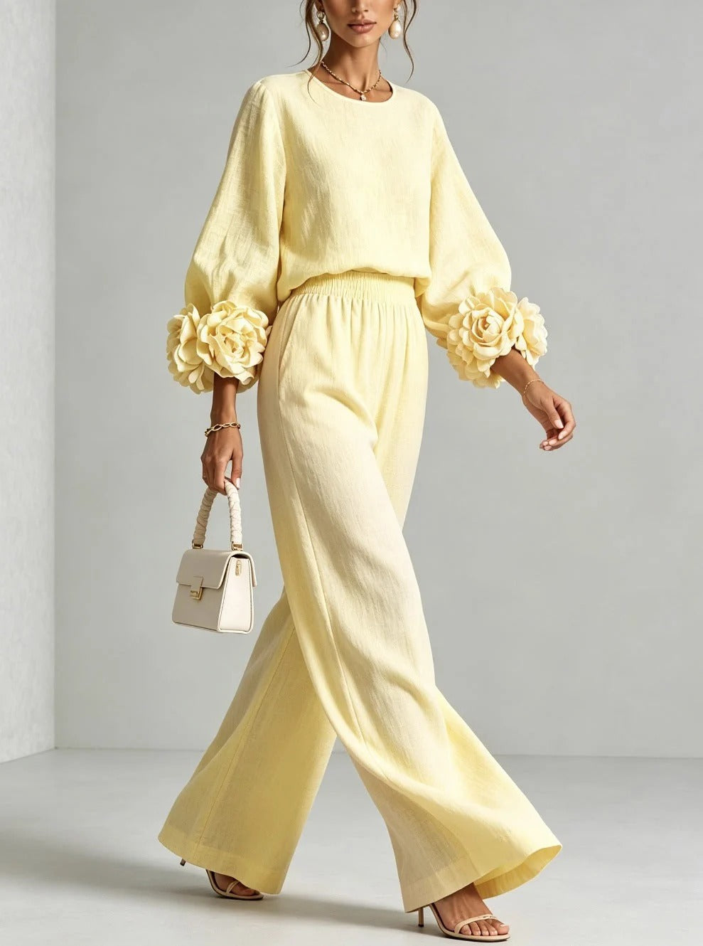 Penelope | Floral Appliqué Two-Piece Set - Maison Léa &amp; Lou