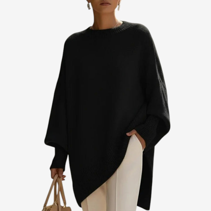 Helene | Draped Asymmetric Poncho - Maison Léa &amp; Lou