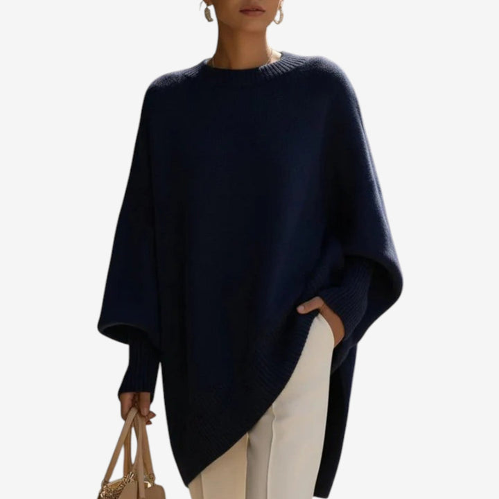 Helene | Draped Asymmetric Poncho - Maison Léa &amp; Lou