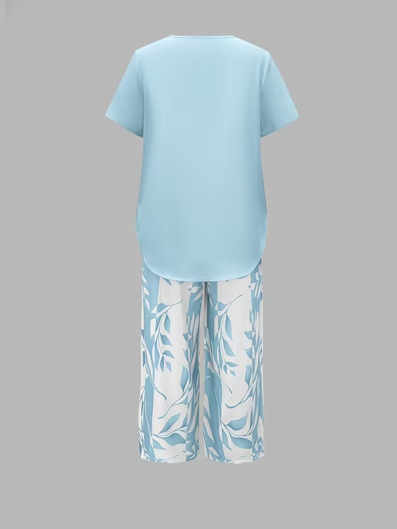 Elmyra™ | Casual Leaf Print Two-Piece Set - Maison Léa &amp; Lou