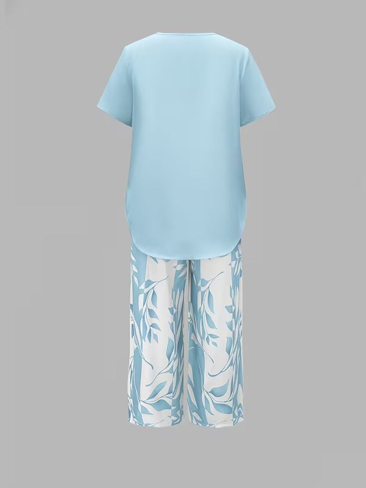 Elmyra™ | Casual Leaf Print Two-Piece Set - Maison Léa &amp; Lou