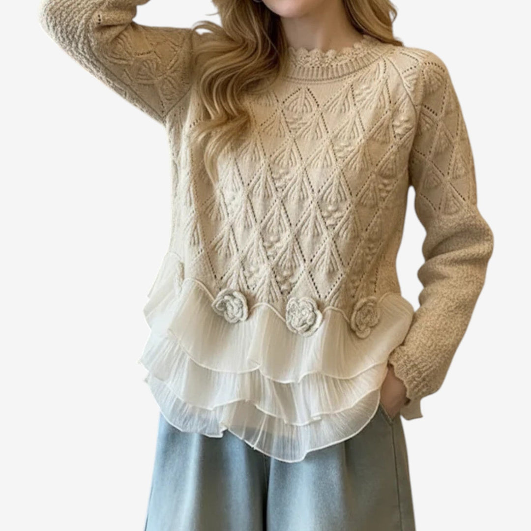 Bethany | Floral Ruffle-Hem Jumper - Maison Léa &amp; Lou