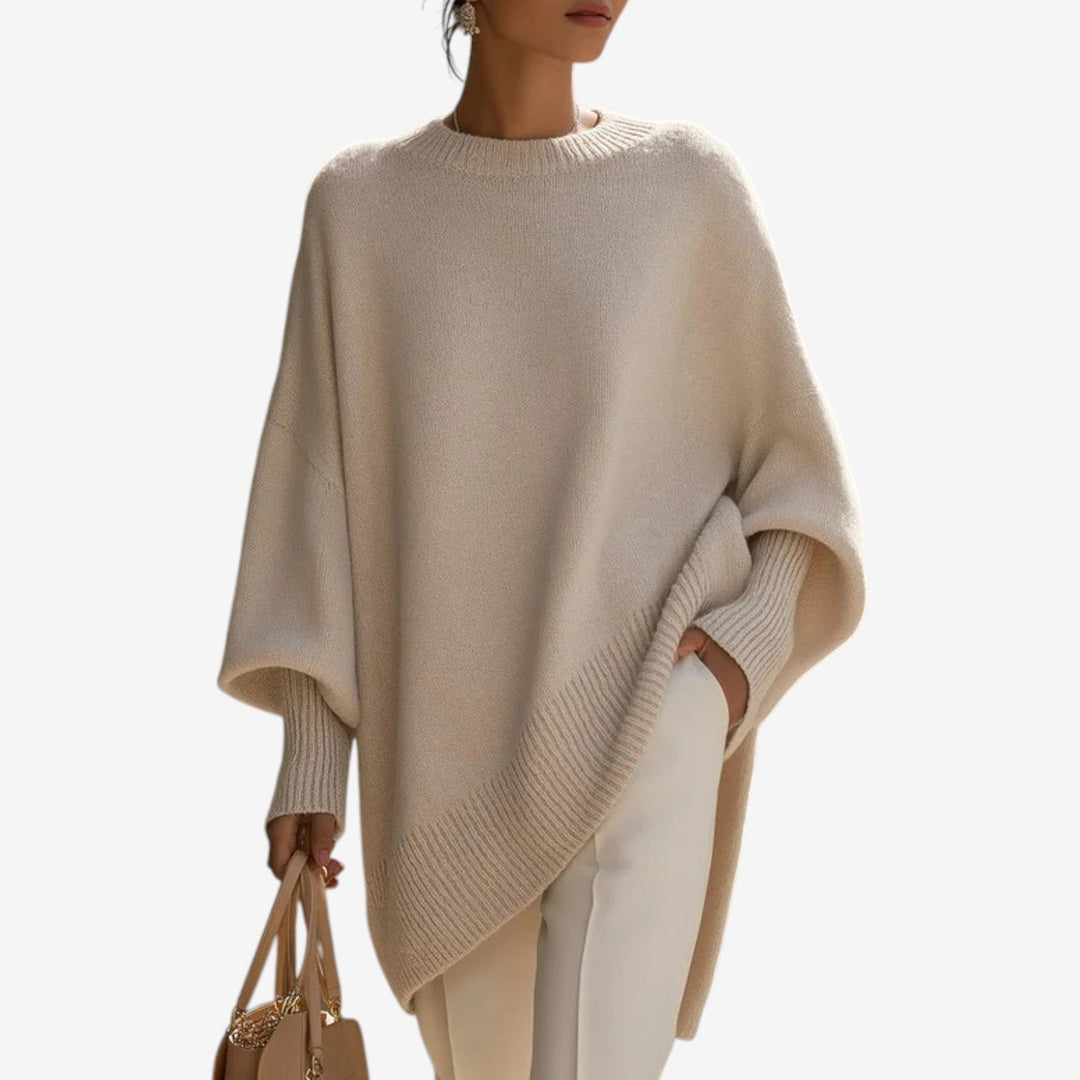 Helene | Draped Asymmetric Poncho - Maison Léa &amp; Lou