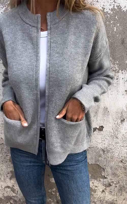 SARIA™ - Zip-Up Knit Cardigan - Maison Léa &amp; Lou