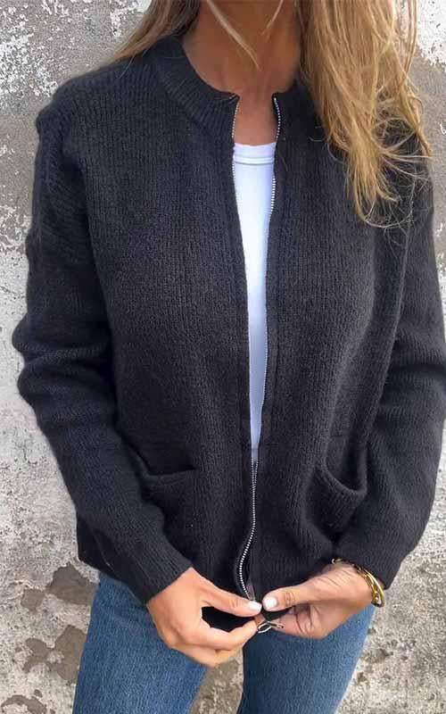 SARIA™ - Zip-Up Knit Cardigan - Maison Léa &amp; Lou