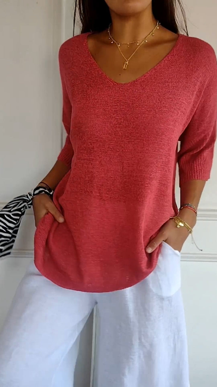 Lauren™ | Casual V-Neck Top - Maison Léa &amp; Lou