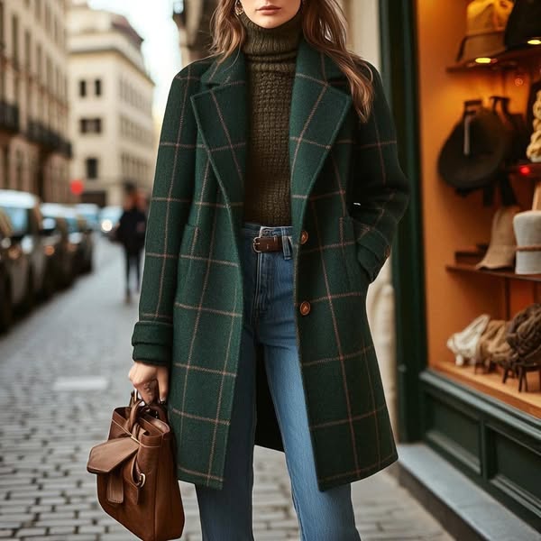 MADELEINE™ | Chic Retro Plaid Coat - Maison Léa &amp; Lou