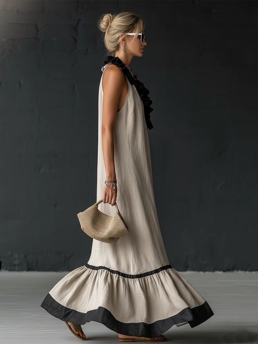Nathalie™ | long dress with ruffles - Maison Léa &amp; Lou