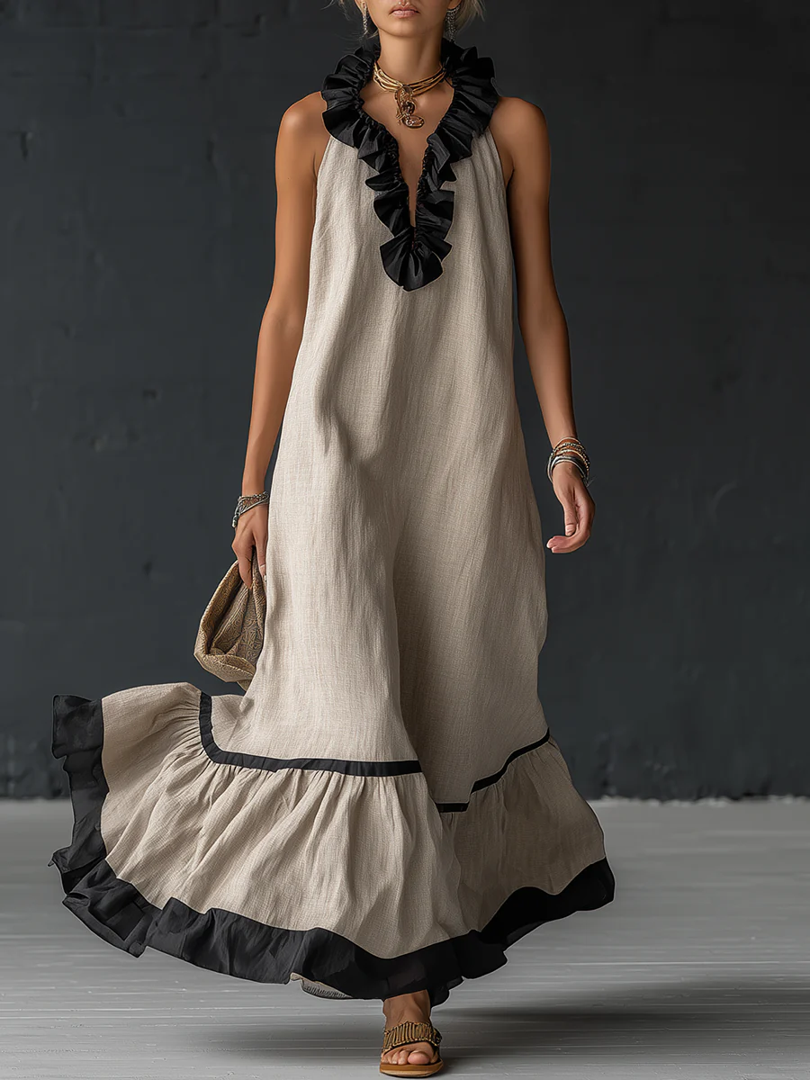 Nathalie™ | long dress with ruffles - Maison Léa &amp; Lou
