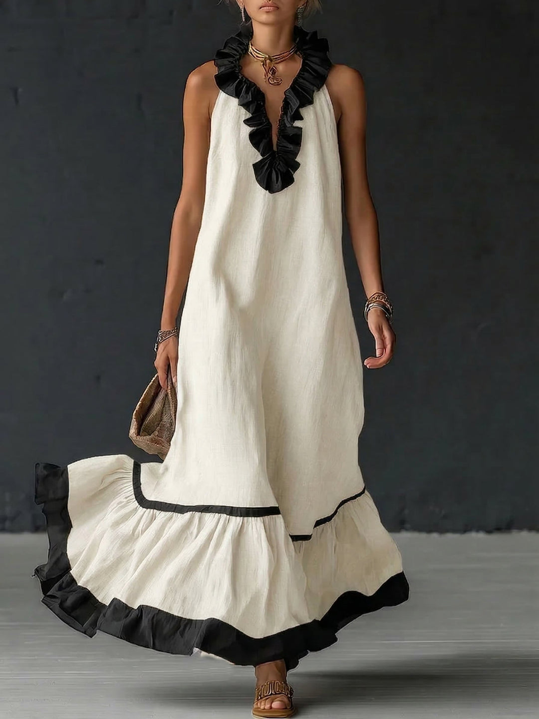 Nathalie™ | long dress with ruffles - Maison Léa &amp; Lou