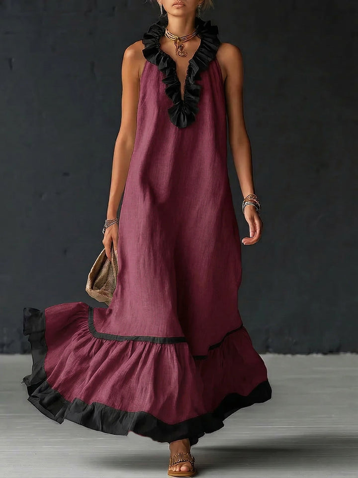 Nathalie™ | long dress with ruffles - Maison Léa &amp; Lou