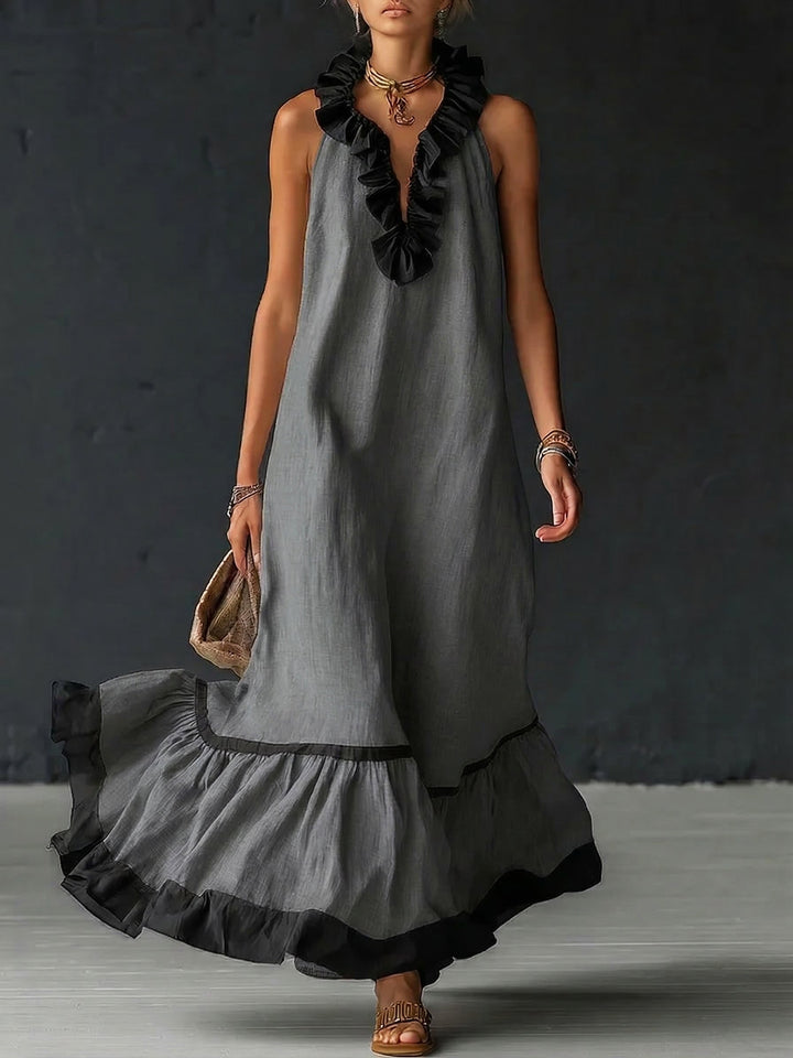Nathalie™ | long dress with ruffles - Maison Léa &amp; Lou