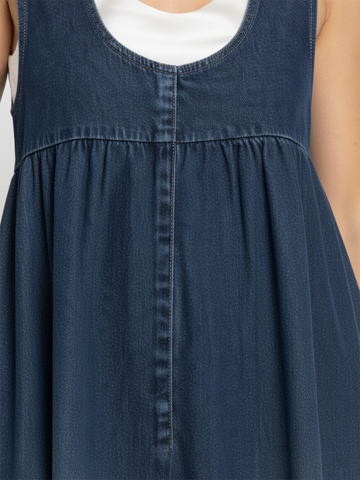 Karen | Vintage Washed Soft Cotton Feel Denim Maxi Dress - Maison Léa &amp; Lou