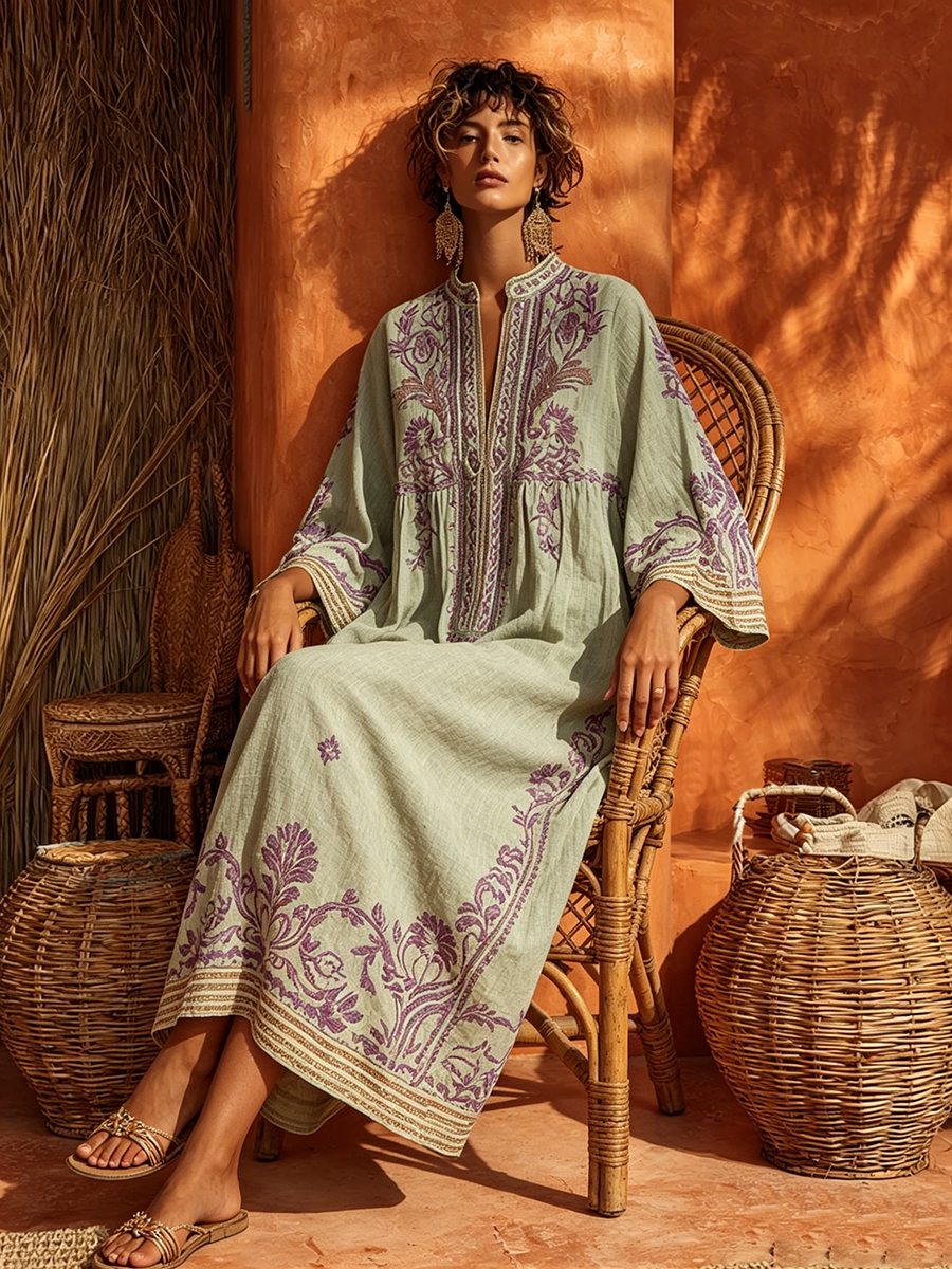 Celestina | Abito boho ricamato dal fascino mediterraneo