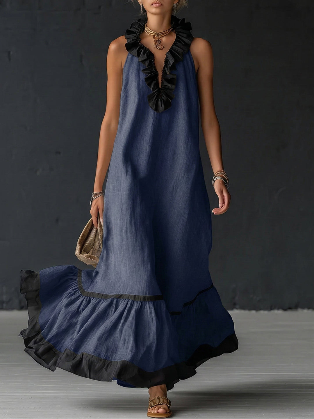 Nathalie™ | long dress with ruffles - Maison Léa &amp; Lou