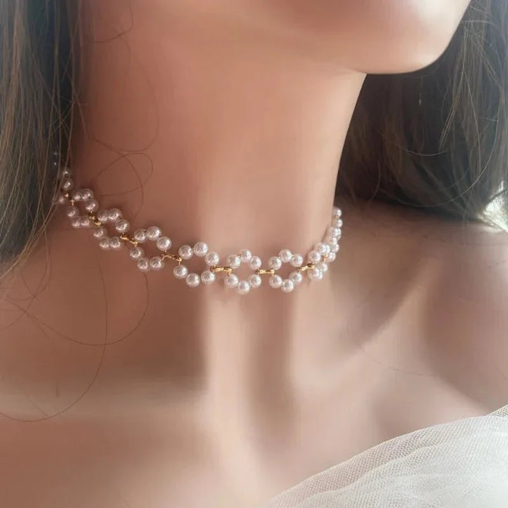 Collana Choker con Margherita Floreale in Perle