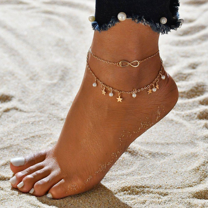 BRENDA™ - Infinity Anklet Bracelet + Pearls and Stars - Maison Léa &amp; Lou