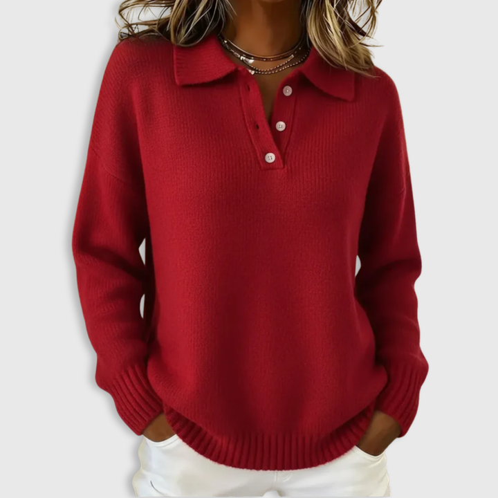RivaKnit™ | Soft Ribbed Polo Sweater - Maison Léa &amp; Lou