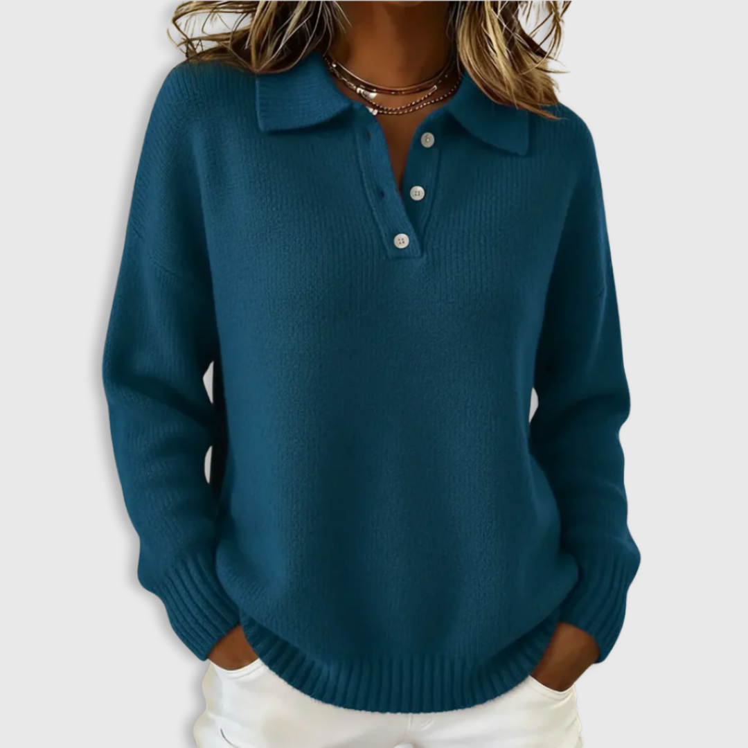 RivaKnit™ | Soft Ribbed Polo Sweater - Maison Léa &amp; Lou