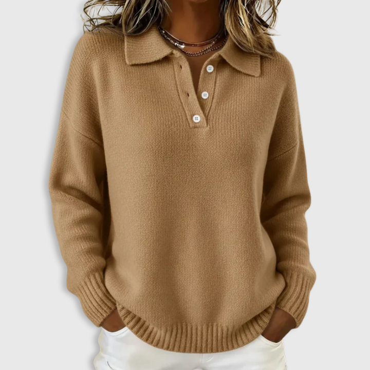 RivaKnit™ | Soft Ribbed Polo Sweater - Maison Léa &amp; Lou