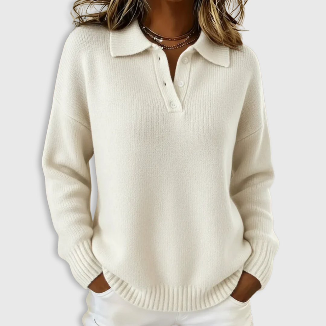RivaKnit™ | Soft Ribbed Polo Sweater - Maison Léa &amp; Lou