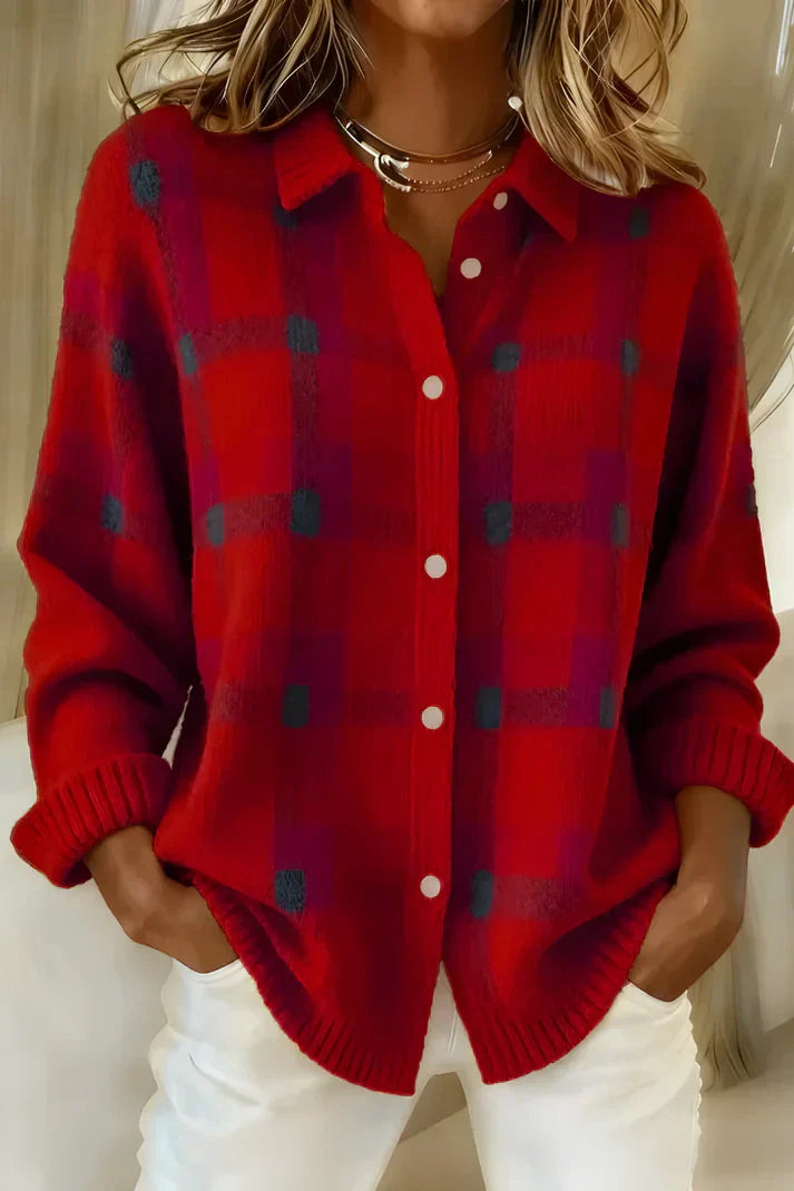 Rose™ | Plaid Knit Cardigan - Maison Léa & Lou