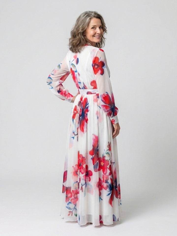 Lillian | Floral Long Sleeve Wrap Maxi Dress - Maison Léa &amp; Lou