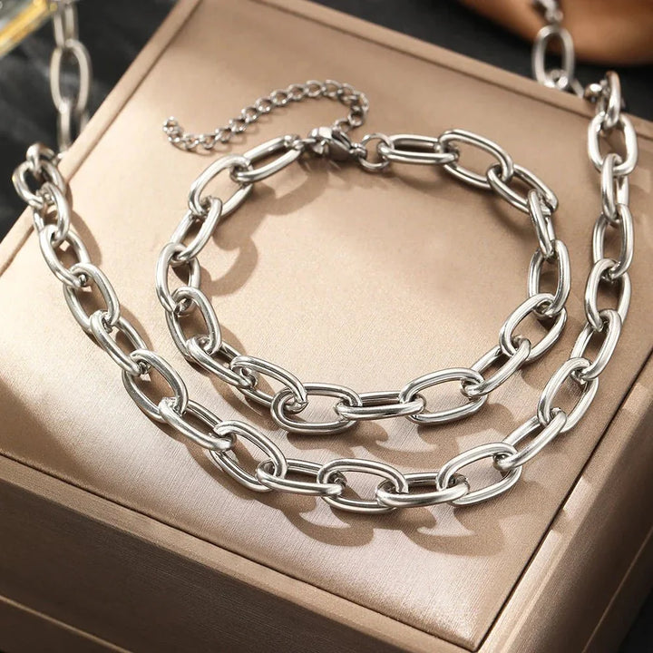Set Collana e Bracciale a Clip Semplice