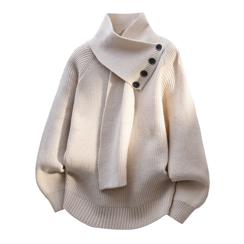 Maribel™ | Buttoned Scarf-Neck Sweater - Maison Léa &amp; Lou