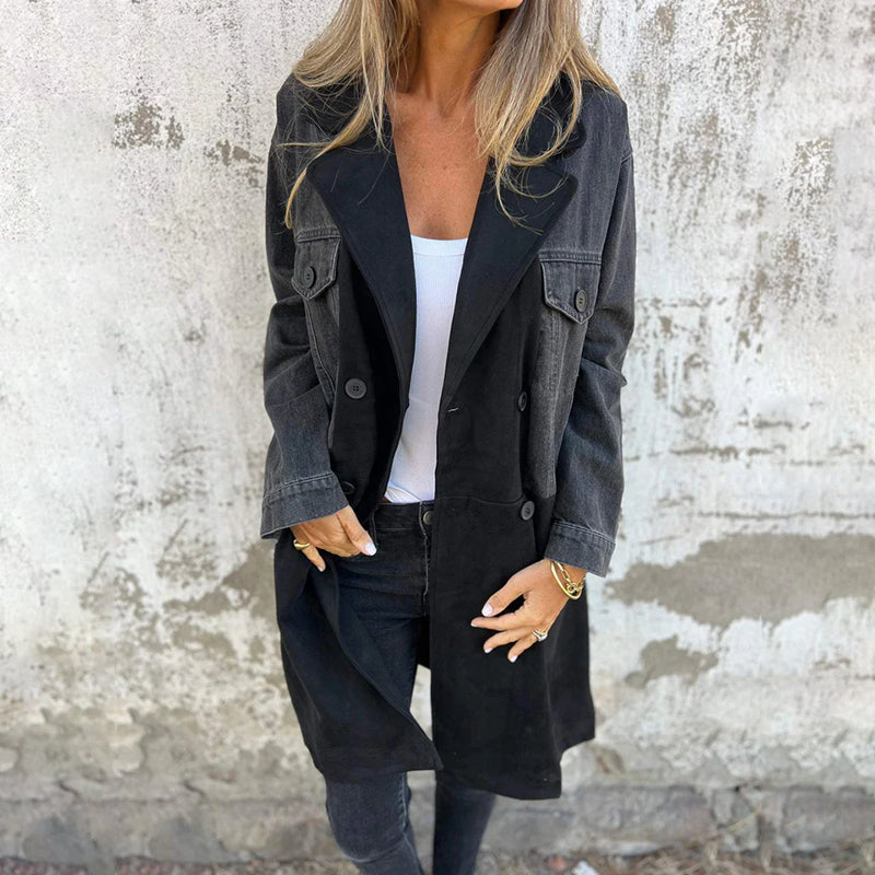 Elora™ | Two-Tone Denim Trench - Maison Léa & Lou