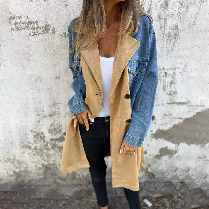 Elora™ | Two-Tone Denim Trench - Maison Léa &amp; Lou