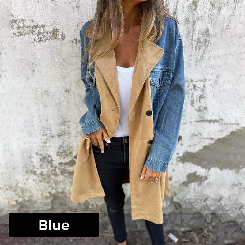 Elora™ | Two-Tone Denim Trench - Maison Léa &amp; Lou
