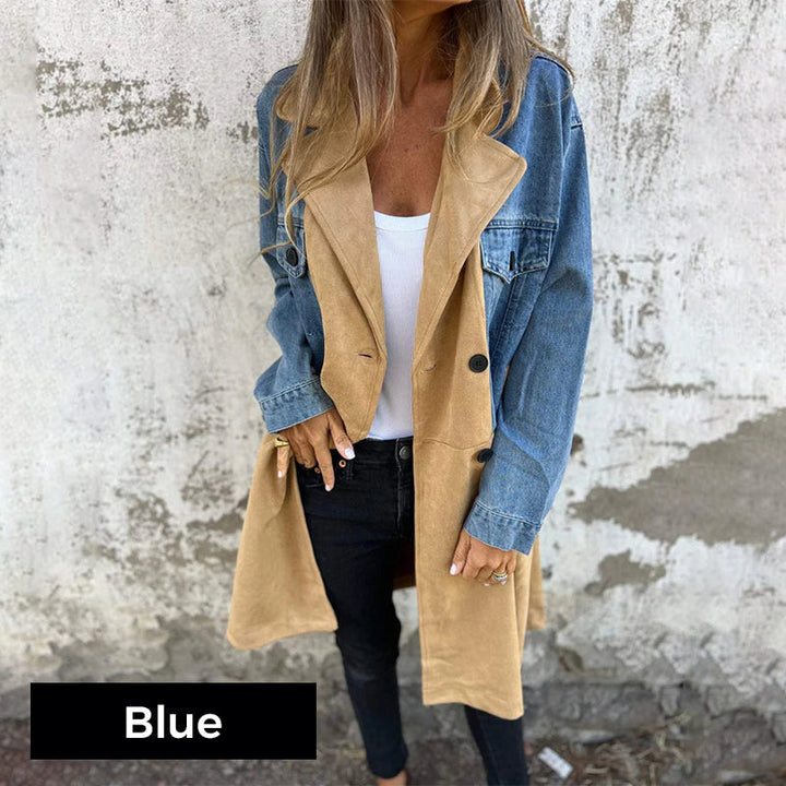 Elora™ | Two-Tone Denim Trench - Maison Léa &amp; Lou