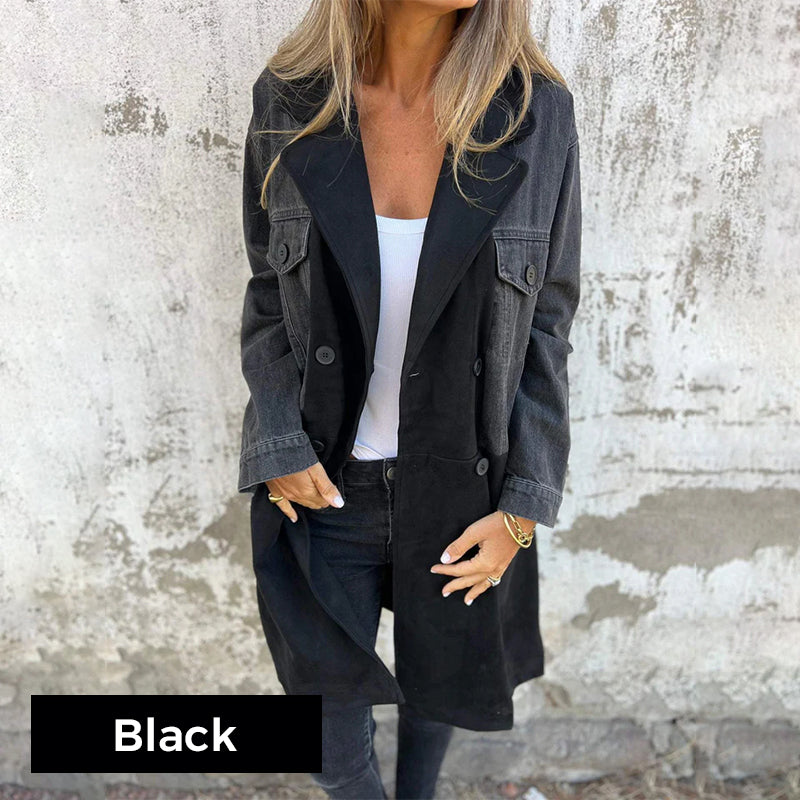 Elora™ | Two-Tone Denim Trench - Maison Léa &amp; Lou