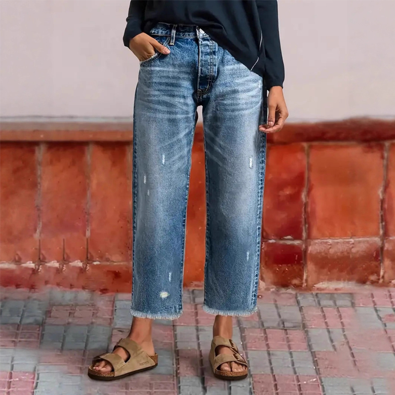 Aberjean | Retro Cropped Straight Jeans - Maison Léa & Lou