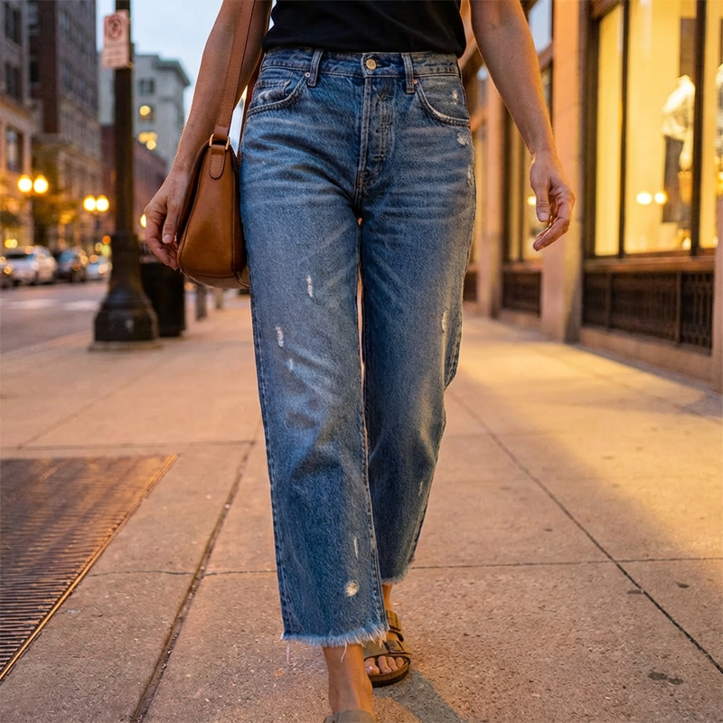 Aberjean | Retro Cropped Straight Jeans - Maison Léa &amp; Lou