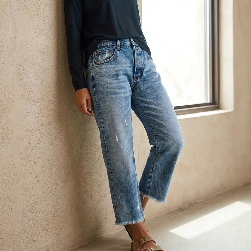 Aberjean | Retro Cropped Straight Jeans - Maison Léa &amp; Lou