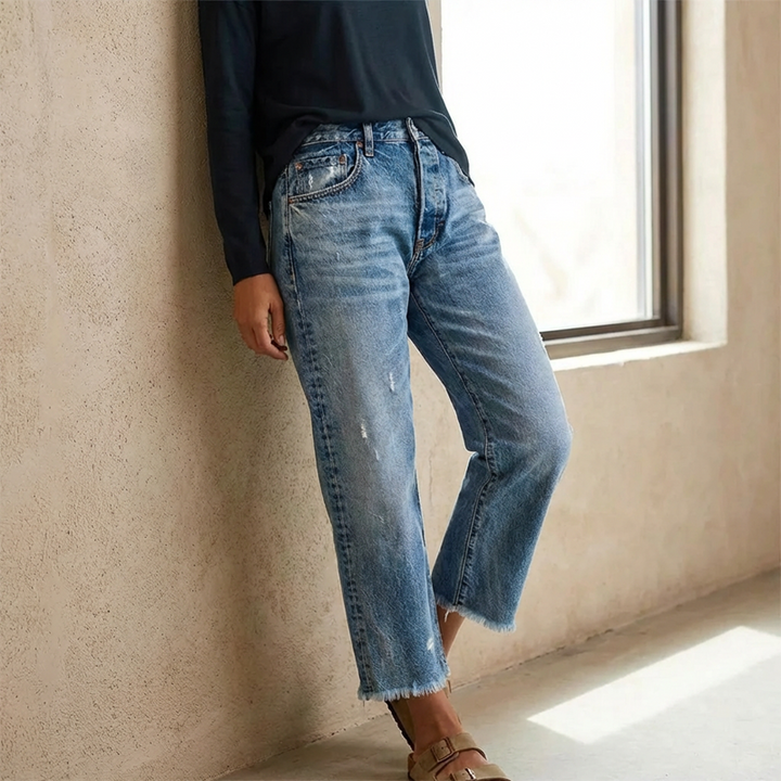Aberjean | Retro Cropped Straight Jeans - Maison Léa &amp; Lou
