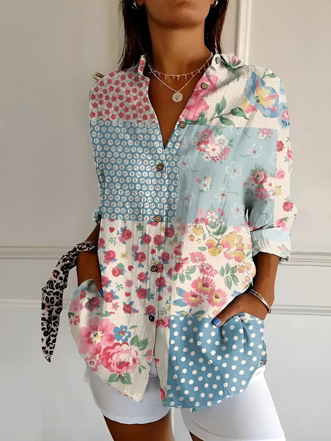 Maia | Blusa in Cotone con Motivo Floreale