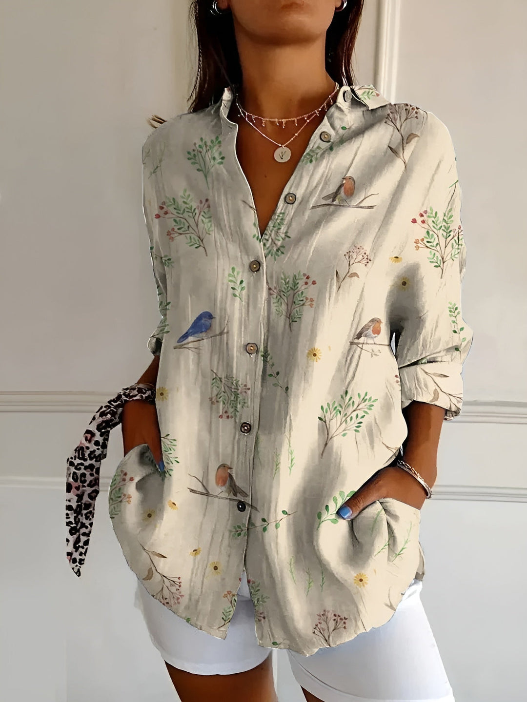 Maia | Blusa in Cotone con Motivo Floreale