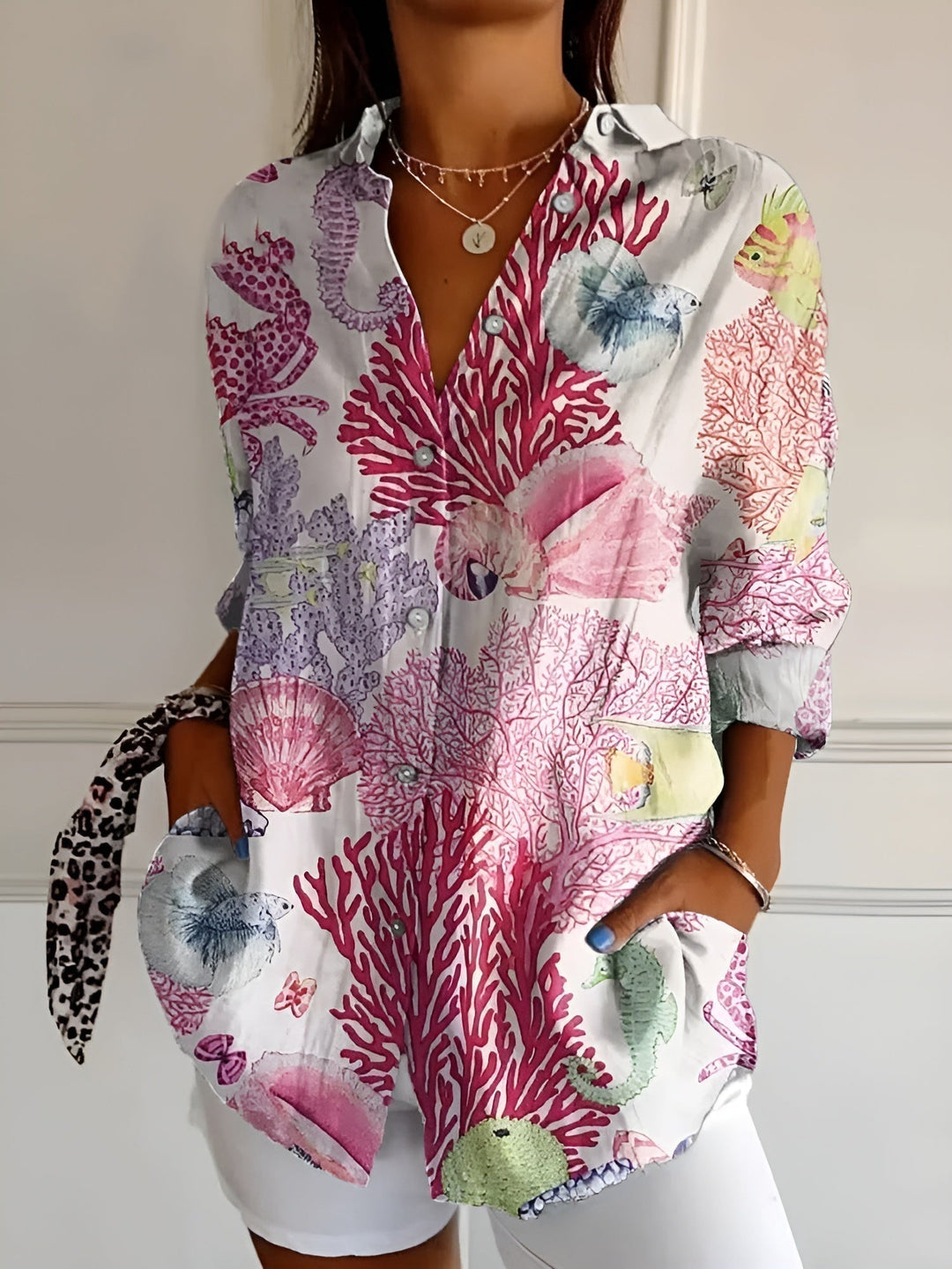 Maia | Blusa in Cotone con Motivo Floreale