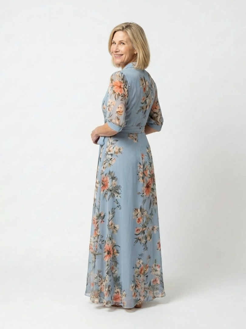 Elowen | Floral Wrap V Neck Maxi Dress - Maison Léa &amp; Lou