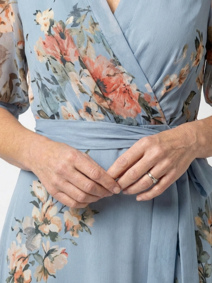 Elowen | Floral Wrap V Neck Maxi Dress - Maison Léa &amp; Lou